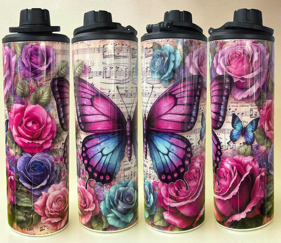 Music Note Butterfly 20oz Double Wall Stainless Steel Tumbler