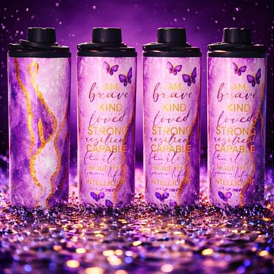 Purple and Gold Scroll 20oz Double Wall Stainless Steel Tumbler