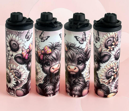 Black Highland Cow 20oz Double Wall Stainless Steel Tumbler