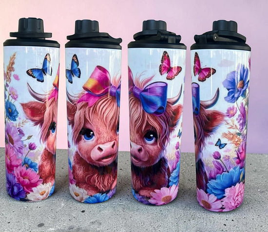 Highland Cow with Bow 20oz Double Wall Stainless Steel Tumbler