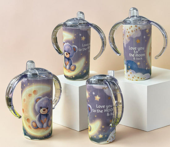 Moon and Back Teddy Bear 12oz Double Wall Stainless Steel Tumbler