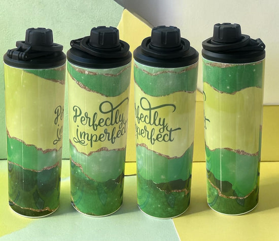 Perfectly Imperfect Green and Yellow 20oz Double Wall Stainless Steel Tumbler