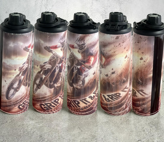 Dirt Bike with Grip it & Rip it 20oz Double Wall Stainless Steel Tumbler
