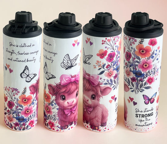 Highland Cow with Verse 20oz Double Wall Stainless Steel Tumbler