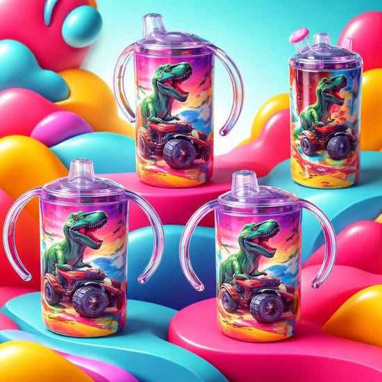 Monster Car & Dinosaur Kids 12oz Double Wall Stainless Steel Tumbler
