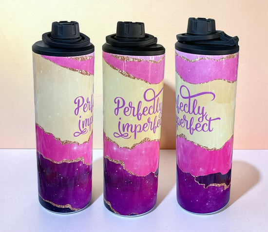 Perfectly Imperfect – Pink and Purple Design 20oz Double Wall Stainless Steel Tumbler