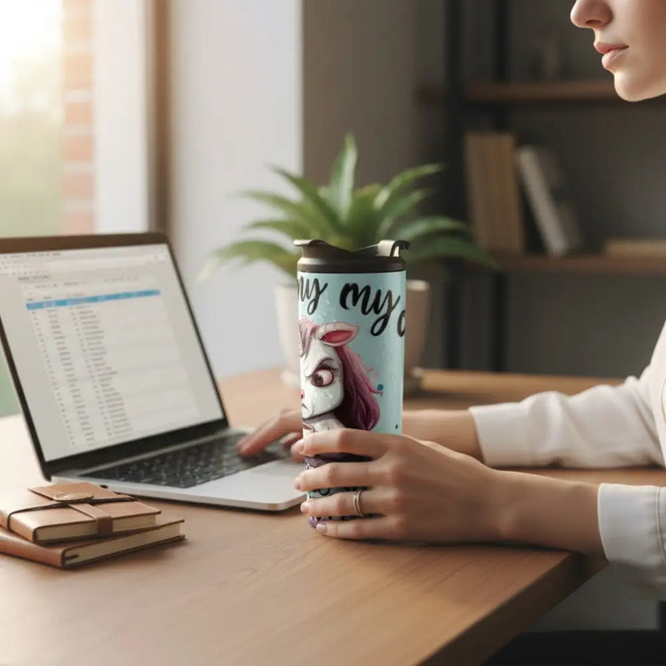 ’Touch My Coffee’ Unicorn 20oz Double Wall Stainless Steel Tumbler - Text